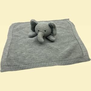 Modern Baby Grey Elephant Lovey Knit Snuggle Blankie Security Blanket Plush Cute